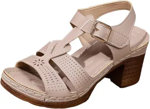 Women's Open Toe Heeled Sandal Chunky Heel Fish Mouth Thick Bottom Women's Sandals Outside Wear Exposed Toe High Heeled