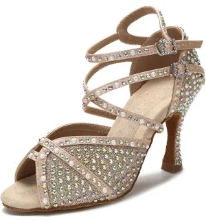 Women's Rhinestone Ballroom Dance Shoes - Latin Jazz Sneakers, Wedding High Heels, 5CM/2Inch Heel Height
