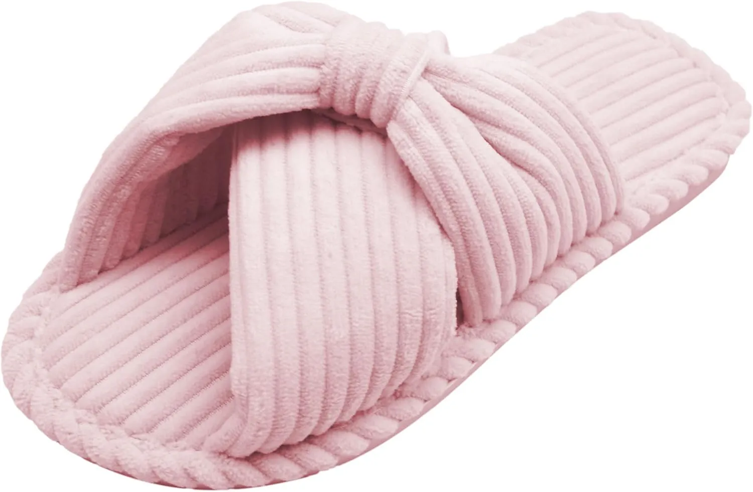 Women's Velvet Bow Slippers - Cozy Corduroy Indoor House Shoes with Anti-Slip Sole, Comfortable and Stylish Gift Slippers for Home and Bedroom