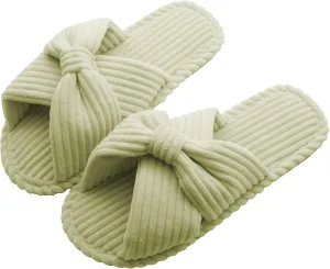 Women's Velvet Bow Slippers - Cozy Corduroy Indoor House Shoes with Anti-Slip Sole, Comfortable and Stylish Gift Slippers for Home and Bedroom