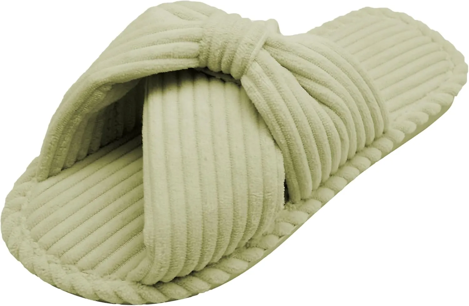 Women's Velvet Bow Slippers - Cozy Corduroy Indoor House Shoes with Anti-Slip Sole, Comfortable and Stylish Gift Slippers for Home and Bedroom