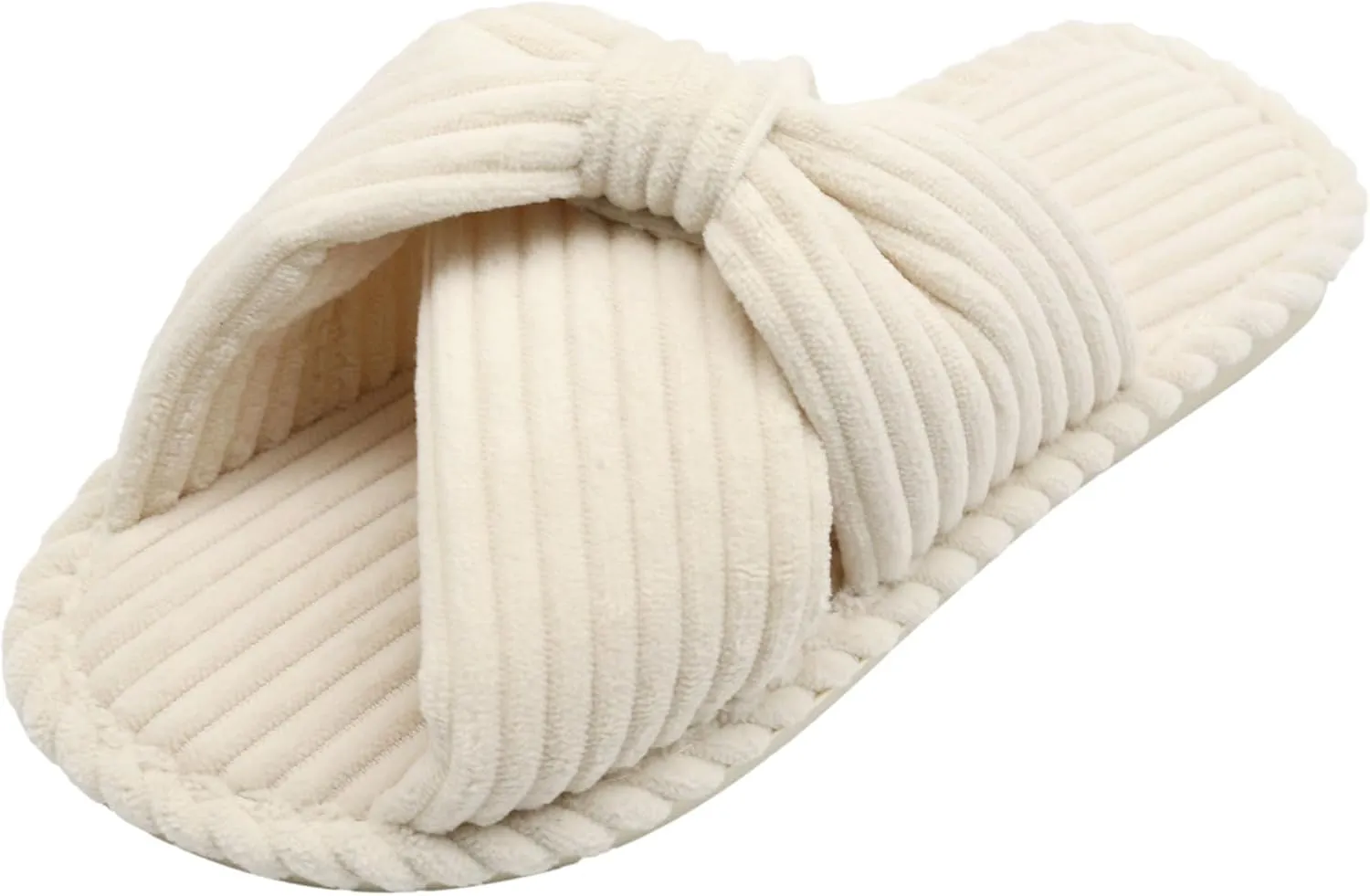 Women's Velvet Bow Slippers - Cozy Corduroy Indoor House Shoes with Anti-Slip Sole, Comfortable and Stylish Gift Slippers for Home and Bedroom
