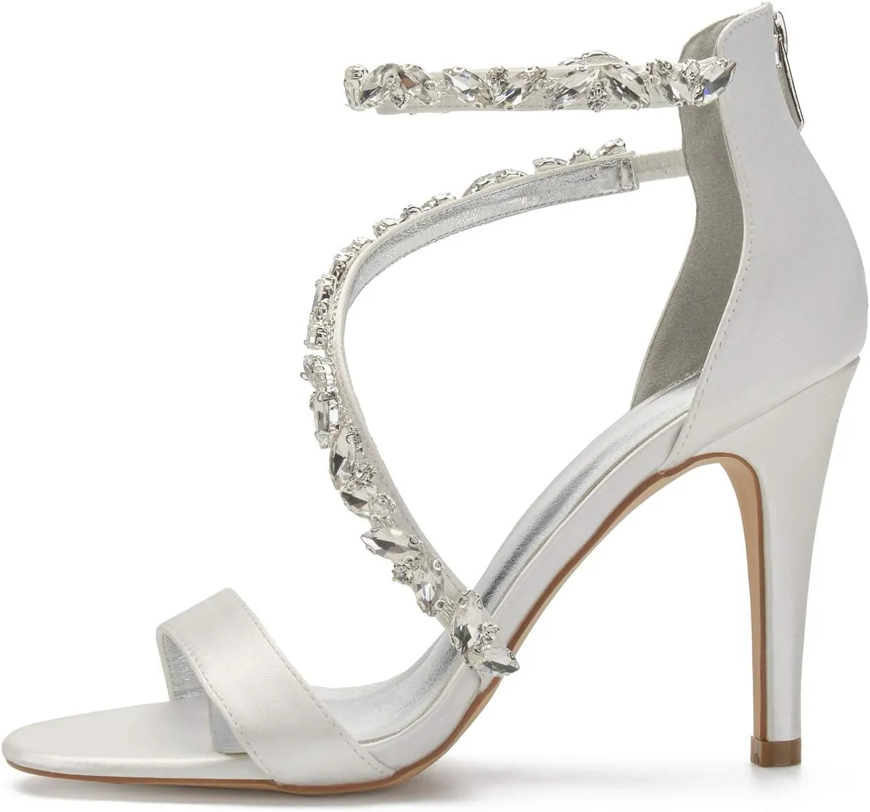 Women's Wedding Bridal Sandals for Women High Stilettos for Bride Rhinestones Open Toe Heels for Prom Party