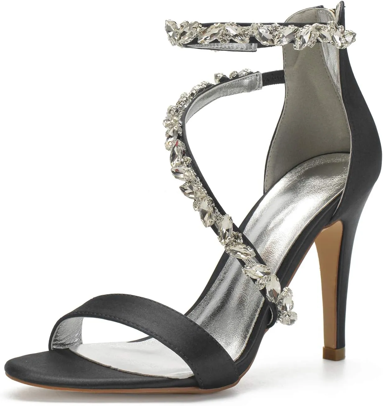 Women's Wedding Bridal Sandals for Women High Stilettos for Bride Rhinestones Open Toe Heels for Prom Party