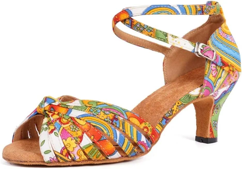 YKXLM Ballroom Dance Shoes for Women Latin Salsa Tango Dancing Shoes Low Heel