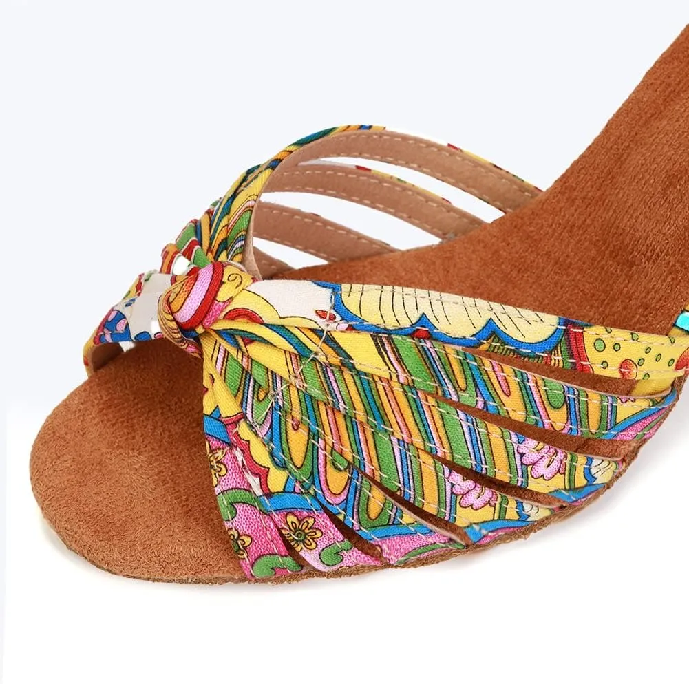 YKXLM Ballroom Dance Shoes for Women Latin Salsa Tango Dancing Shoes Low Heel