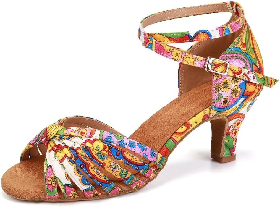 YKXLM Ballroom Dance Shoes for Women Latin Salsa Tango Dancing Shoes Low Heel