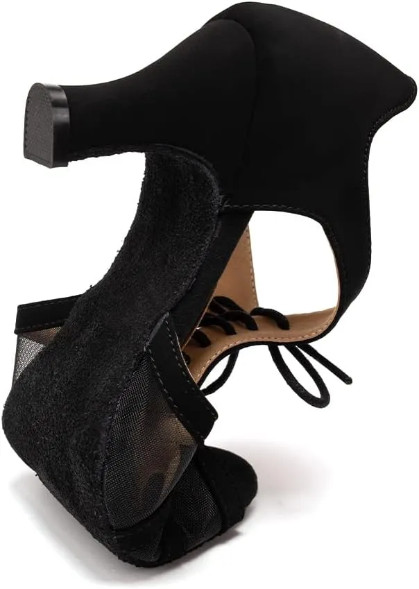 YKXLM Women's Ballroom Dance Shoes Latin Salsa Tango Professional Performance Open Toe Dancing Shoes Model 087