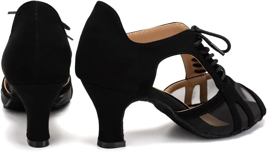 YKXLM Women's Ballroom Dance Shoes Latin Salsa Tango Professional Performance Open Toe Dancing Shoes Model 087