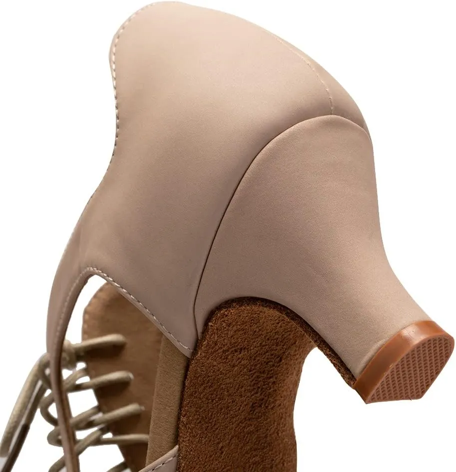 YKXLM Women's Ballroom Dance Shoes Latin Salsa Tango Professional Performance Open Toe Dancing Shoes Model 087