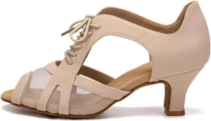 YKXLM Women's Ballroom Dance Shoes Latin Salsa Tango Professional Performance Open Toe Dancing Shoes Model 087