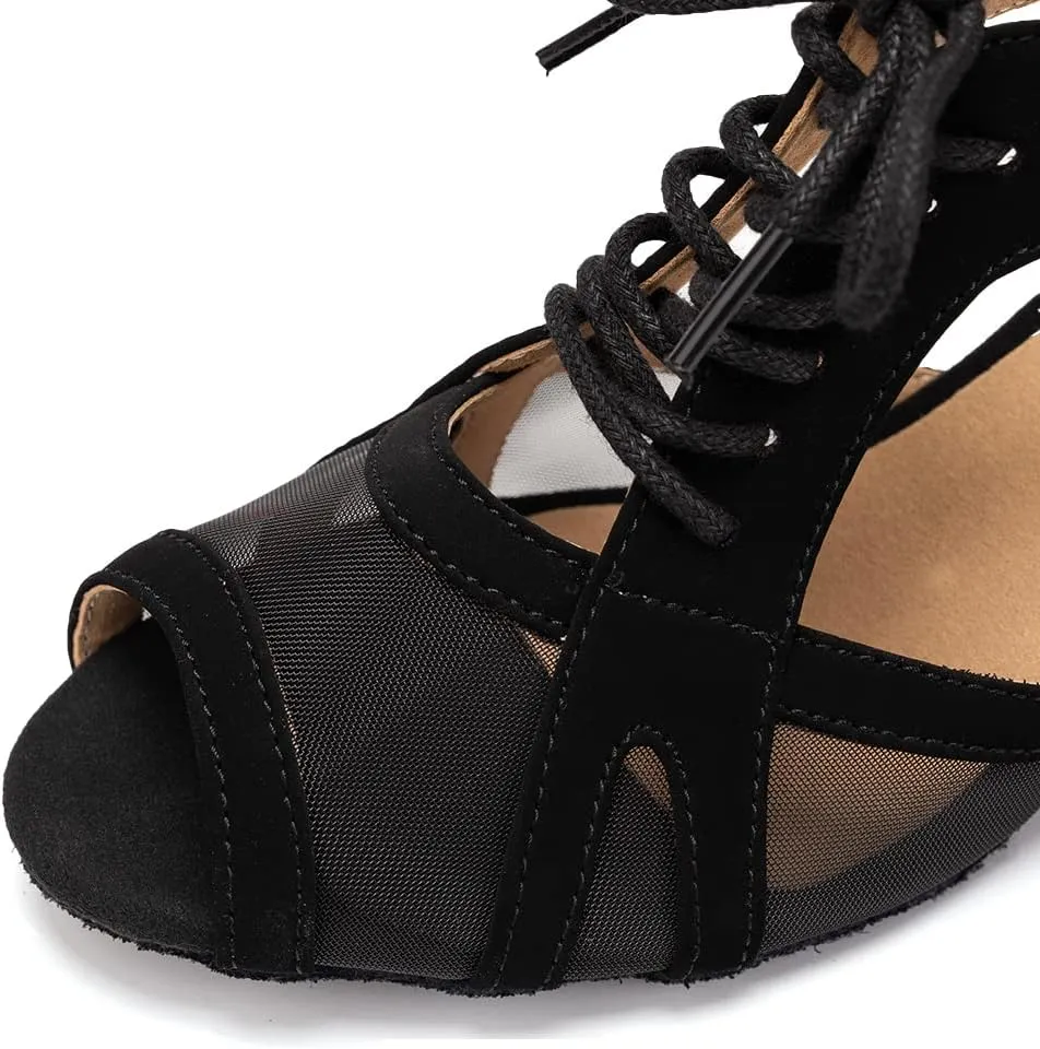 YKXLM Women's Ballroom Dance Shoes Latin Salsa Tango Professional Performance Open Toe Dancing Shoes Model 087