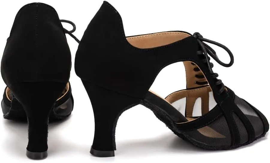 YKXLM Women's Ballroom Dance Shoes Latin Salsa Tango Professional Performance Open Toe Dancing Shoes Model 087