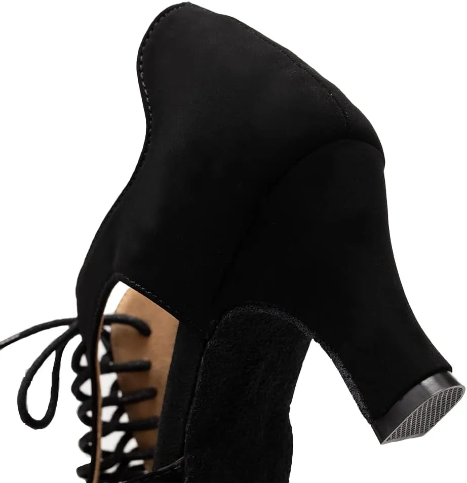 YKXLM Women's Ballroom Dance Shoes Latin Salsa Tango Professional Performance Open Toe Dancing Shoes Model 087
