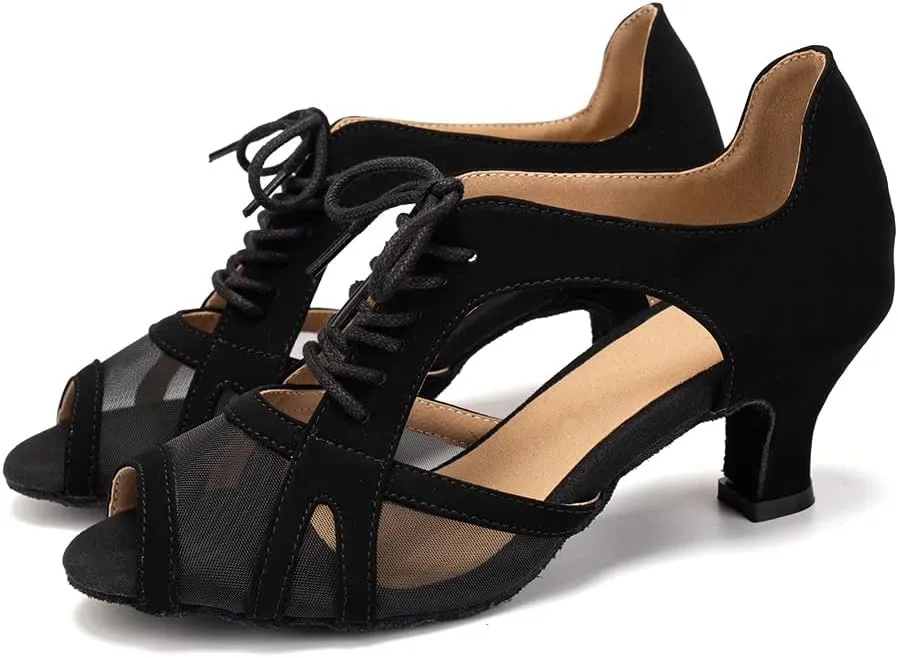 YKXLM Women's Ballroom Dance Shoes Latin Salsa Tango Professional Performance Open Toe Dancing Shoes Model 087