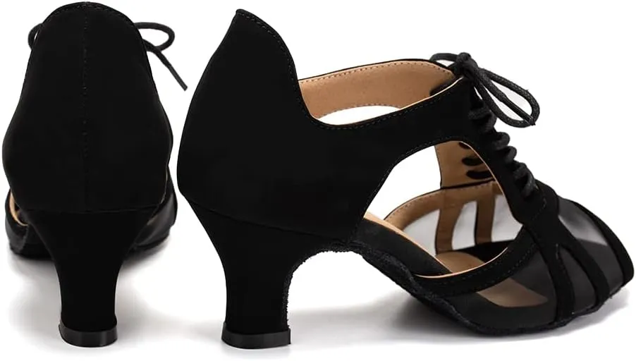 YKXLM Women's Ballroom Dance Shoes Latin Salsa Tango Professional Performance Open Toe Dancing Shoes Model 087